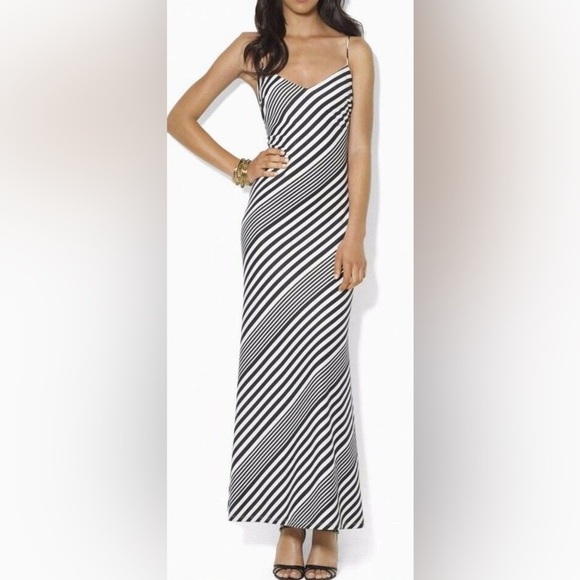 Ralph Lauren Dresses & Skirts - Ralph Lauren Elegant Black and White Dress sash stripe maxi